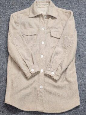 Jillian Harris x Jackson Rowe Sherpa Shacket Heart Elbows Size Small